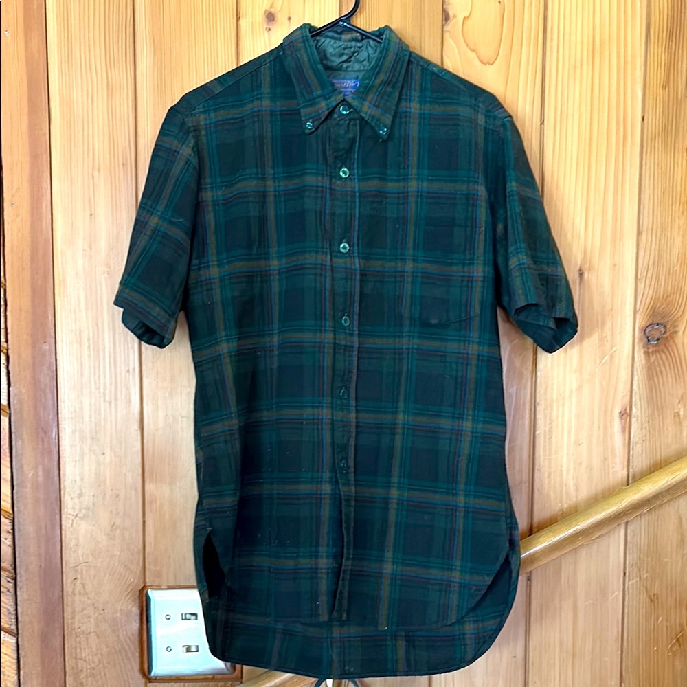 Pendleton men’s plaid short-sleeved wool shirt large